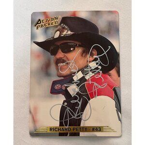 Autographed Richard Petty 1990s Action Packed Nascar Trading Card - Cowboy Hat